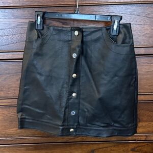 Topshop Black Leather Mini Skirt